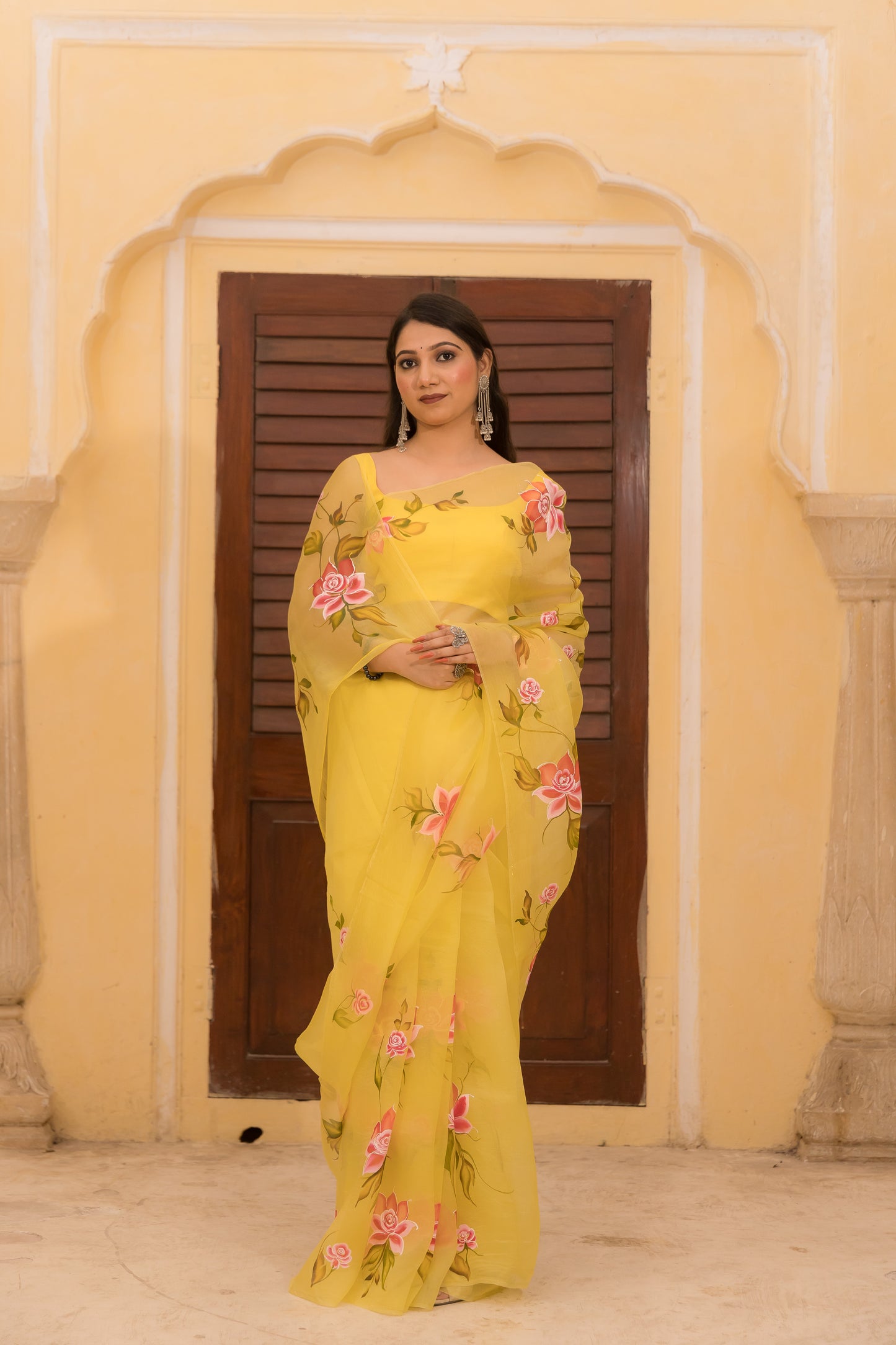 Sun kissed elegance in pure silk organza. 🌞✨