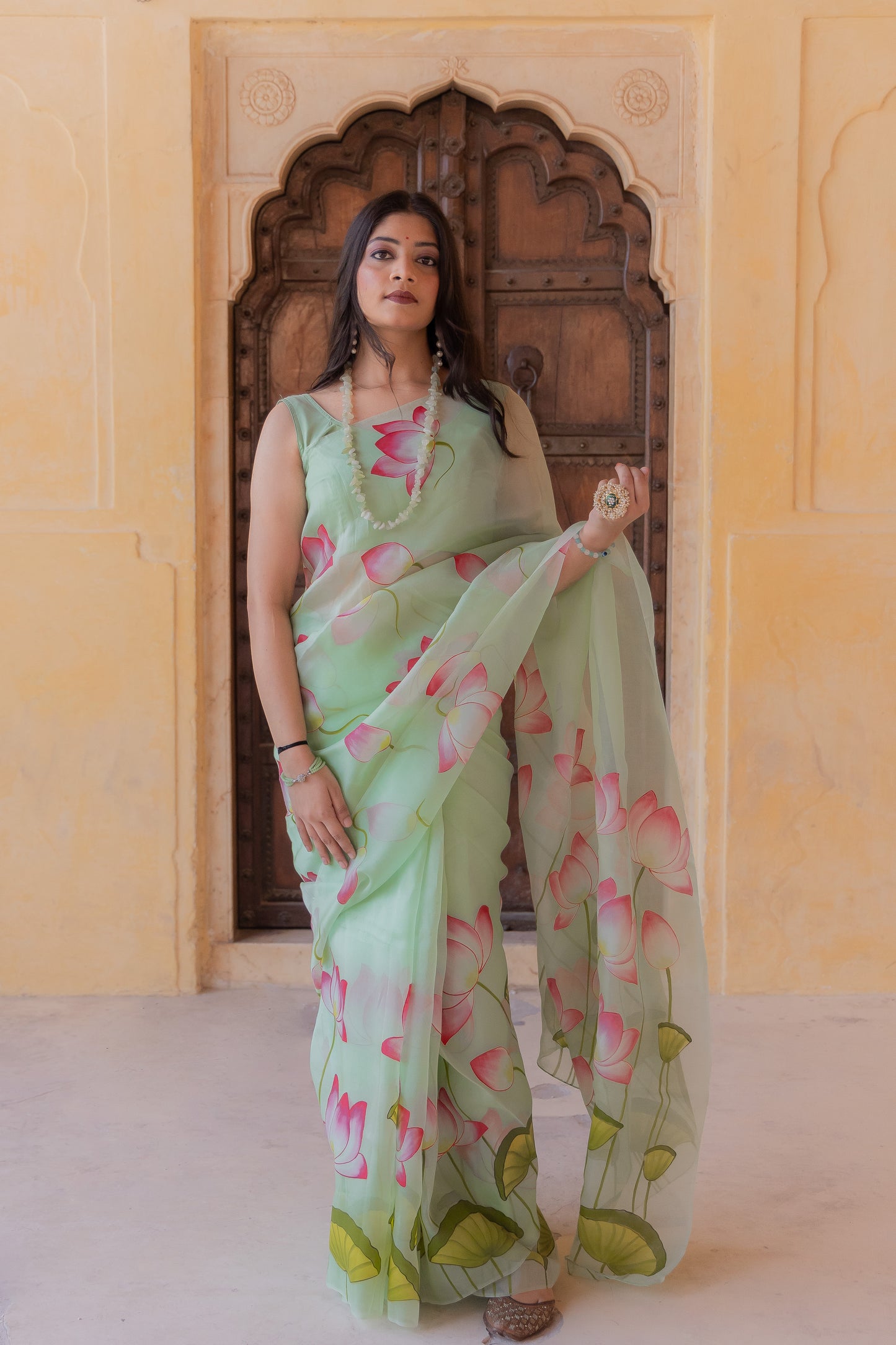 Draped in serenity, adorned with lotus beauty 🌸✨